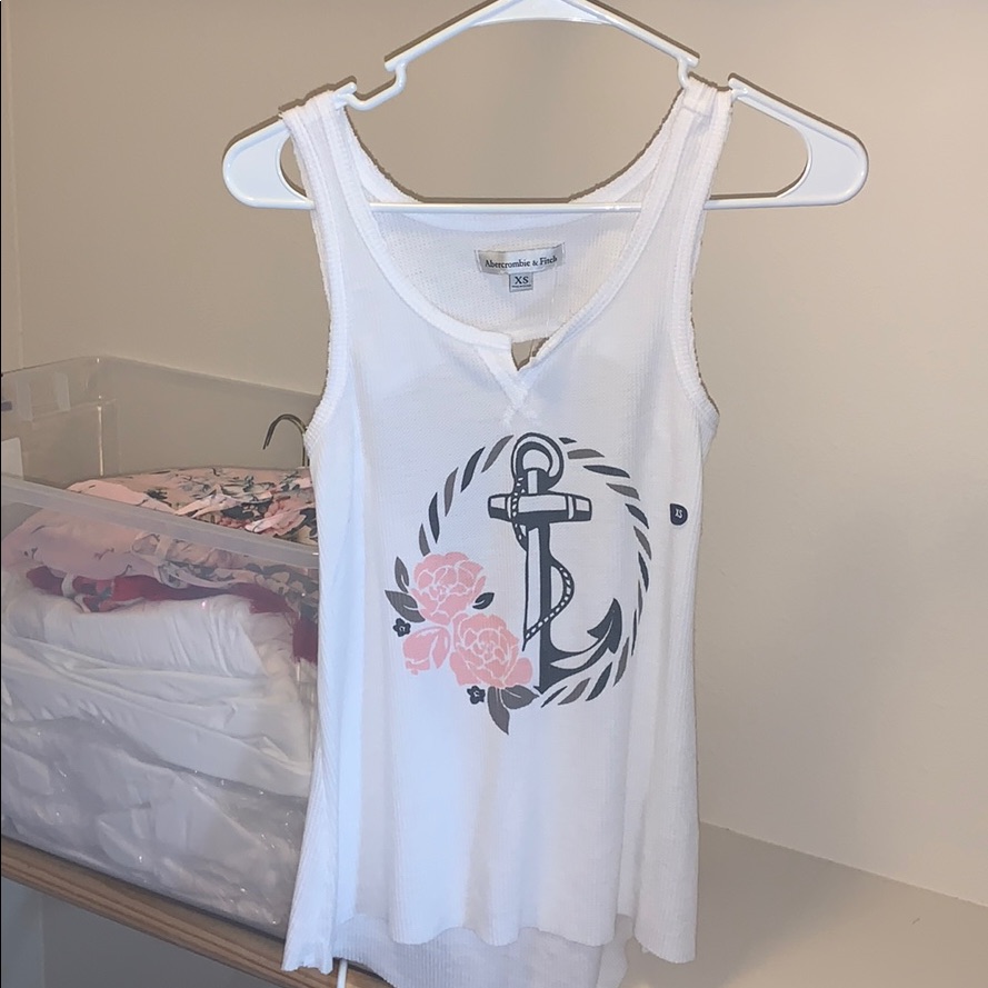 New Xs White Abercrombie Open Back Anchor Top